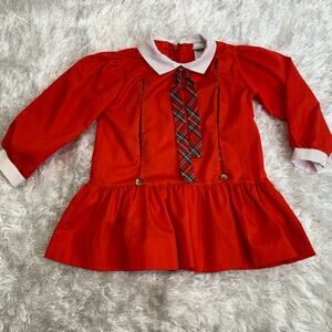 Vintage Drop Waist Red Plaid Dress Collared Sz 4 Holiday